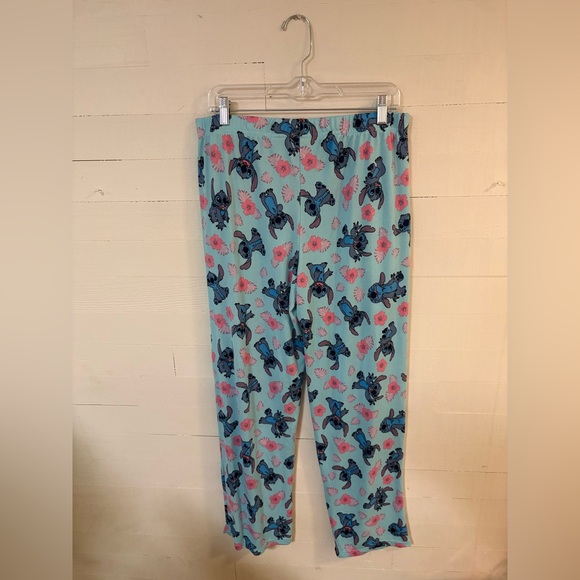 Disney Stitch Floral Pajama Bottoms Size M 8-10 Blue - Picture 4 of 6